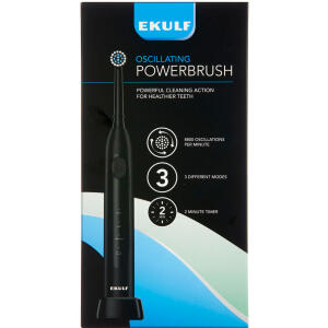 Køb Ekulf Powerbrush sort el-tandbørste online hos apotekeren.dk