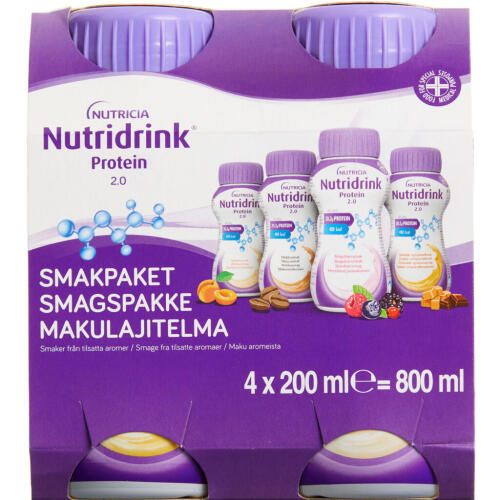 Køb Nutridrink Protein 2.0 Startpakke 4 x 200 ml online hos apotekeren.dk