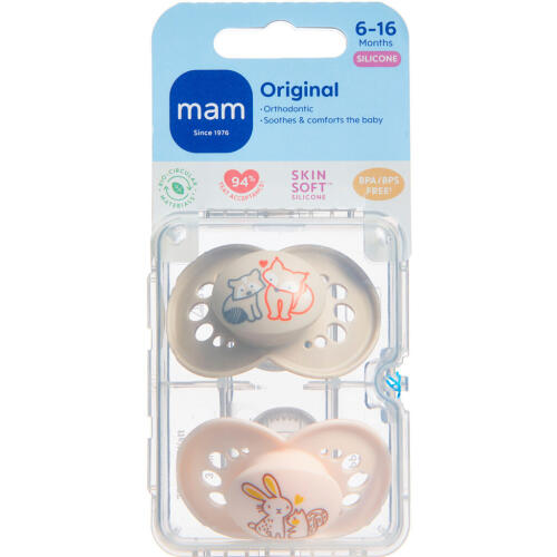 Køb MAM Original Sut Silk Neutral 2 stk. 6-16 måneder online hos apotekeren.dk