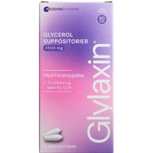 Køb Glylaxin Glycerol Suppositorier 2500 mg 12 stk online hos apotekeren.dk