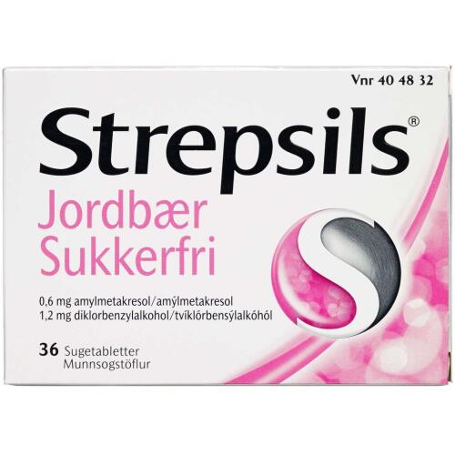Køb Strepsils Jordbær Sukkerfri Sugetablet, 36 stk.  online hos apotekeren.dk