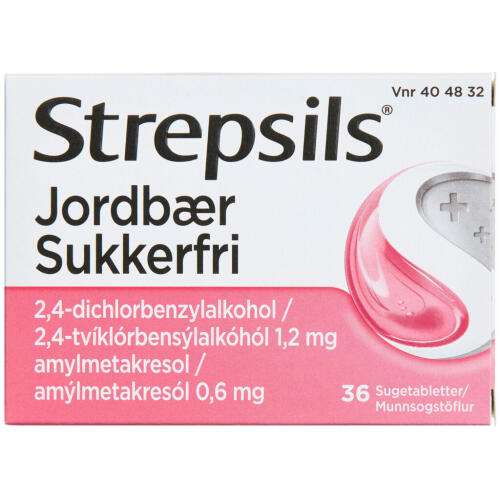 Køb Strepsils Jordbær Sukkerfri Sugetablet, 36 stk.  online hos apotekeren.dk