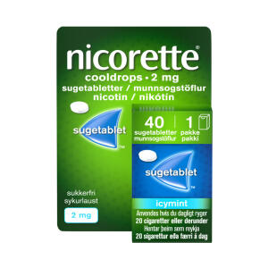 Køb Nicorette Cooldrops Sugetabletter 2mg 40 stk. online hos apotekeren.dk