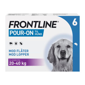Køb Frontline Pour on Vet hund L (20-40 kg) 6 x 2,68 ml online hos apotekeren.dk