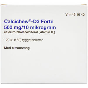Køb CALCICHEW-D3 FORTE 500MG+10MCG online hos apotekeren.dk