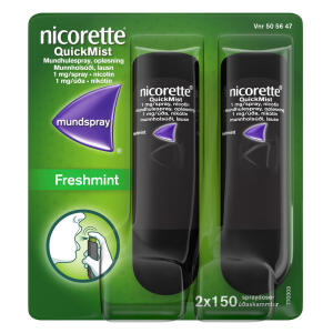 Køb Nicorette Quickmist 1 mg/dosis, 2x150 spraydoser online hos apotekeren.dk