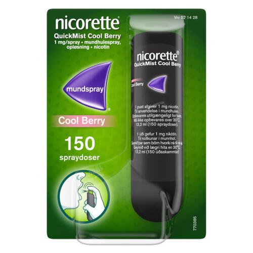 Køb Nicorette® QuickMist Coolberry mundspray 1x150 doser online hos apotekeren.dk