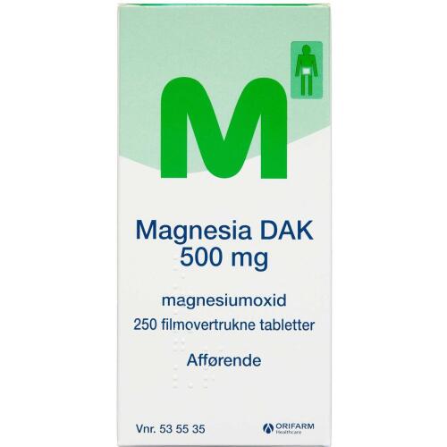 Køb MAGNESIA TABL 500 MG (DAK) online hos apotekeren.dk