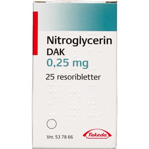 Køb NITROGLYC. RESORI.SUBL 0,25 MG online hos apotekeren.dk