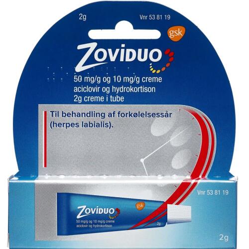 Køb Zoviduo Crème 50+10 mg/g, 2 g, tube online hos apotekeren.dk