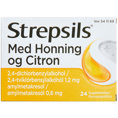 Køb Strepsils Sugetabletter med Honning og Citron, 24 stk.  online hos apotekeren.dk
