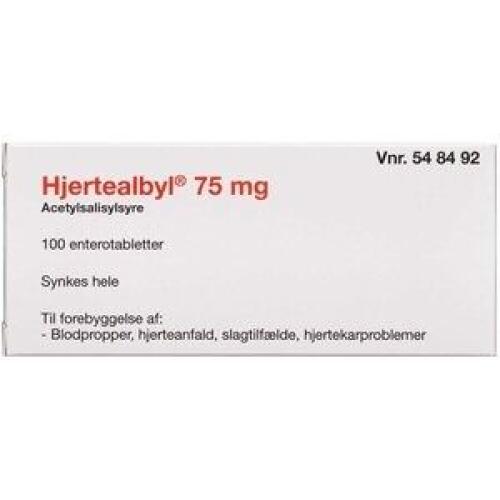Køb HJERTEALBYL ENTEROTABL 75 MG online hos apotekeren.dk
