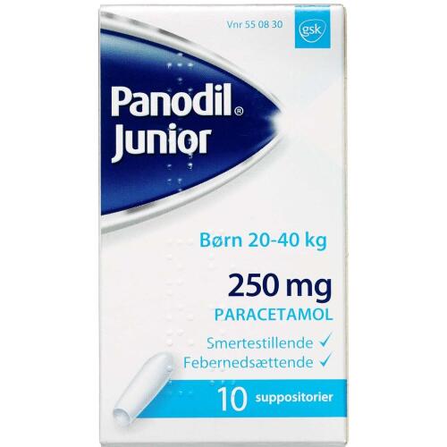 Køb PANODIL JUNIOR SUPP 250 MG online hos apotekeren.dk