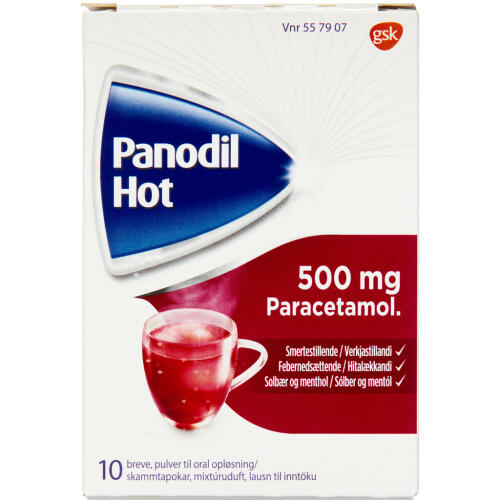 Køb Panodil Hot pulver til opløsning, 500 mg, 10 breve online hos apotekeren.dk