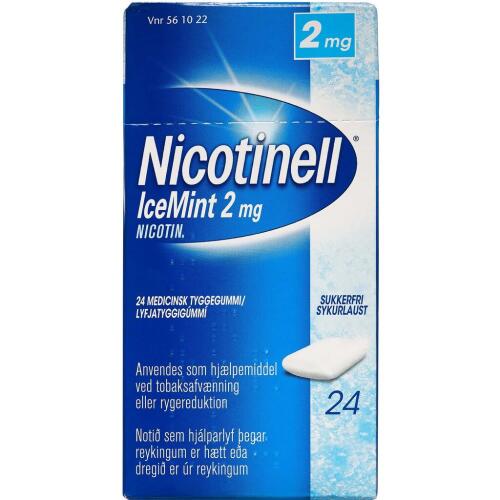 Køb Nicotinell IceMint tyggegummi 2 mg, 24 stk online hos apotekeren.dk