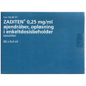 Køb ZADITEN ØJENDR OPL 0,25 MG/ML online hos apotekeren.dk