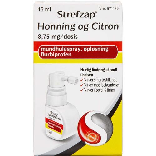 Køb Strepzap Mundspray med honning/citron 15 ml online hos apotekeren.dk