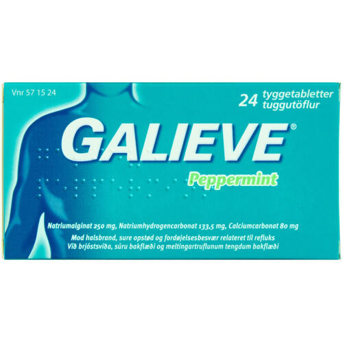 Køb GALIEVE PEPPERMINT TYGGETABL online hos apotekeren.dk