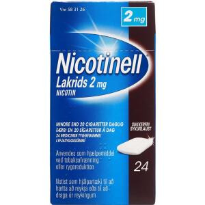 Køb Nicotinell Lakrids tyggegummi 2 mg, 24 stk online hos apotekeren.dk
