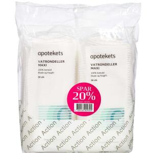 Køb Apotekets Vatrondeller Maxi Duo Pack 100 stk. online hos apotekeren.dk