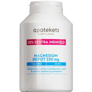 Køb Apotekets Magnesium Depot 230 mg 20% Ekstra 240 stk. online hos apotekeren.dk