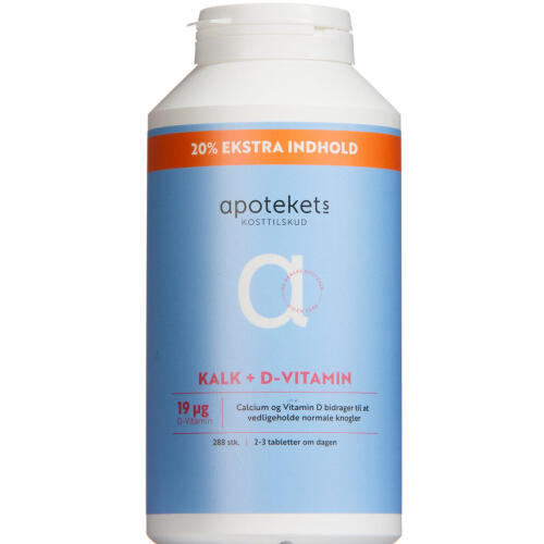 Køb Apotekets Kalk + D-vitamin 19 mikg 288 stk. online hos apotekeren.dk